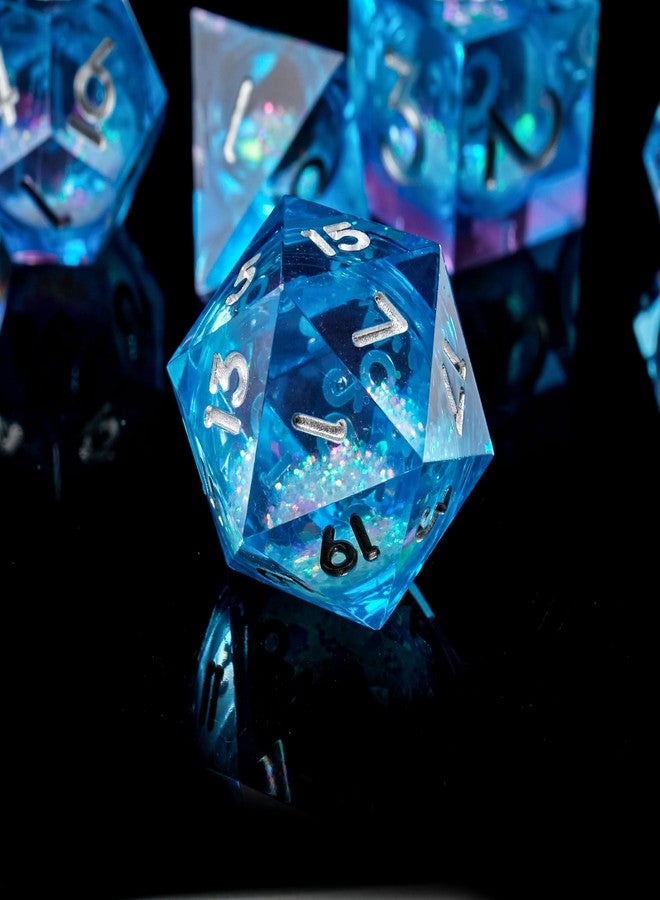 FugaCity DND Dice Set,Liquid Core Handmade Sharp Edge 7 Piece Resin Dice-Dungeons and Dragons Polyhedral Dice Set, D&D Dice Set with Gift Dice Case for RPG MTG Table Games （ - Image 4